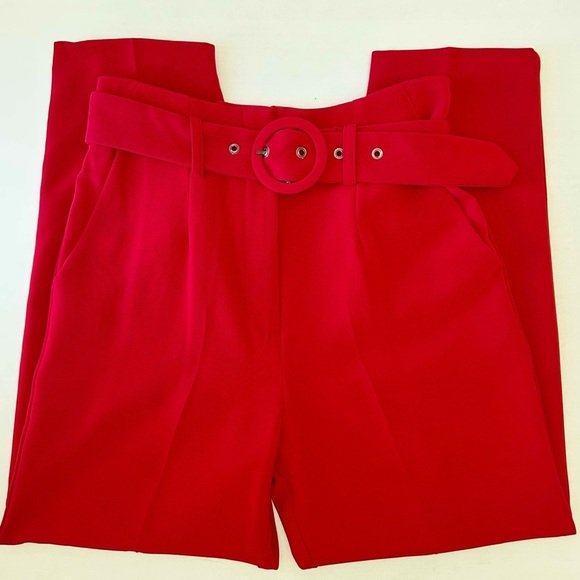 Topshop High Waisted Ayla Red Trouser Pants Ankle Cropped Size 4 - Picture 14 of 14